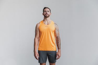 Nobull Lightweight Textured Neon Men's Tank Tops Orange Camo | Australia (BS8670)